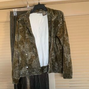 Petite multi color velour jogging set.